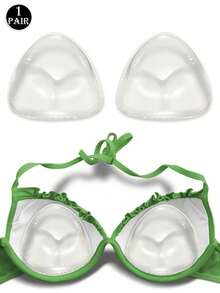 1pair Women Invisible Padding Magic Bra Inserts Bra, Bikini Breast Petals, Thickened Chest Pad Insert,Breast Push Up Pads, Swimsuit Silicone Bra Pad, Waterproof Pad, Daily Wear - Clear - View 3