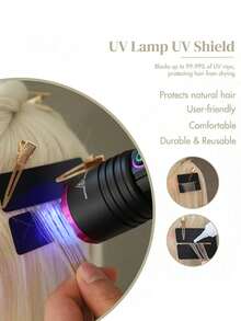 14pcs UV Protection Hair Styling Cover,Includes 8pcs Metal Hair Clips Replacement Accessories, For UV Lamp Hair Styling, Heat Insulation Board Hair Extension Protector Set, Hair Styling, Hair Stuff ,Hair Accessories, Hair Styling Kit, Hair Tool Kit, Hairstyling Set - Black - View 7