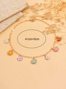 1pc Elegant Colorful Flower Pendant Necklace, Fashion & Romantic Women Jewelry Accessory, Suitable For Daily Wear, Dating, Party, Dinner