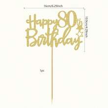 1Pc Glitter Happy Birthday Cake Topper Celebrate 10 12 13 14 15 16 17 18 21 30 40 50 60 70 80 90 100 Years Old Birthday Anniversary Party Decoration - Multicolor - View 29