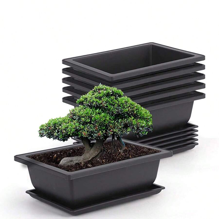 Maceta de plástico imitación Zisha cuadrada y rectangular, maceta para bonsái, contenedor pequeño para plantas en maceta, maceta para plantas suculentas