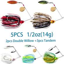 5pcs Fishing Spinner Bait - Bionic Fishing Lure With 4pcs Double Willow Plus 1pc Standem Configuration Blade For Bass, Snakehead, Pike Versatile Wire Bait - Multicolor - View 9