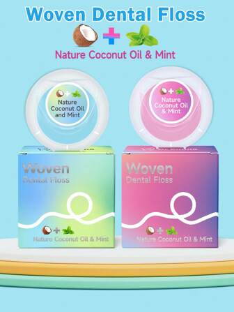 Dr.Emma Woven Dental Floss Coconut Oil Infused Expanding Dental Floss, Oral Care Stretchable Floss, Mint 33yd