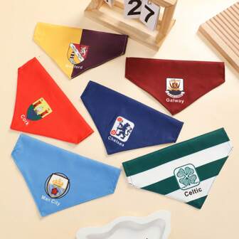 1pc/6pcs Pet Bandana With World Cup Football Club Flag Prints, Double-Sided Printed Pet Scarves, Football Club Enthusiasts