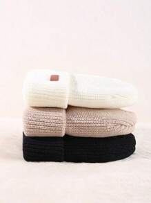 1/3 Packs Unisex Leather Patch Winter Skull Cap Beanies Knitted Cuff Hats Caps Roll-Up Edge Beanie Hats For Men Outdoors