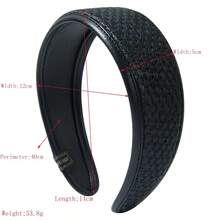 2025新款复古编织PU皮革头带，欧美风格复古宽发箍，女士日常百搭配饰，发带， - 彩色 - 查看 11