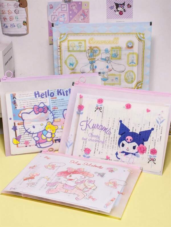 1 Stück Sanrio Cartoon A4 Ordner, Yugiri Hund Schüler Testpapier Aufbewahrung Buch, Dokumententasche für den Bürogebrauch und Geschenk für Mädchen