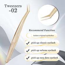 CoMango 1 件睫毛延长镊子 6 种假睫毛金色不锈钢超硬镊子带纤维尖头高精度防静电镊子