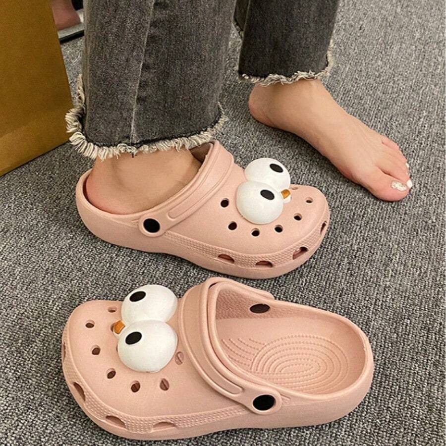 Zapatos Dongdong de dibujos animados súper lindos zapatillas lindas y ligeras antideslizantes en casa Eva Baotou - Rosa - Ver 1