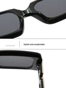 1pc European Rhinestone Chain Small Frame Girl Fashion Glasses, Suitable For Teens - Black - View 5