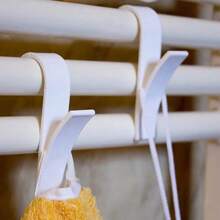3pcs/6pcs Storage Hanging Hooks, Robe And Towel Hooks, Bathroom Hooks For Heated Towel Rack, Rail Hangers, Storage Organizers, Multi-Functional Hooks, Suitable For Towels, Scarves, Easy Installation Space-Saving Drying Rack