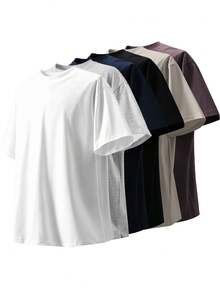 Women's Solid Color Short Sleeves, 220g Weight, 100% Cotton, Comfortable To Wear, Very Suitable For Running, Leisure Or Outdoor Entertainment, Fitness,Comfort Fit Short Sleeve Classic Cotton T-Shirt Women's Casual Short Sleeve Top - trắng - Xem 1