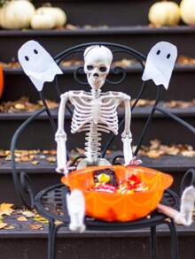 1 件迷你 15 厘米/5.9 英寸、40 厘米/15.74 英寸万圣节装饰户外骨架、可摆姿势的塑料骨架、万圣节骨架、具有逼真可摆姿势和可移动关节的骨架，适用于万圣节室内外装饰、室内/室外装饰