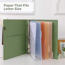 Neww  3 Ring Binder  Clipboard, 2 Inch Binder, PU Clipboard Binder  Notepad & 5 Dividers  5 Pockets, Labels, Clipboard Folder Great For School Office(Fit Letter Sized Paper) - 橄欖綠字母尺寸 - 2 英寸 - 查看 4