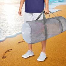 GSE Games & Sports Expert Large Mesh Duffel Bag With Zipper.Sport Equipment Scuba Bag For Sport Balls, Team Practice, Swimming Gear, Diving, Rafting, Water Sports - Blue - Grey - View 7