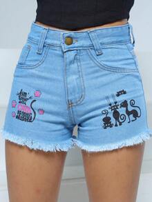 Young Girls Denim Shorts - 淺色水洗藍 - 查看 5