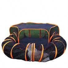 1pc - Foldable 2-In-1 Cat Tunnel & Tent - Portable Cat Toy Fence, Indoor Outdoor Pet Game Hideout - Multicolor - View 9