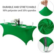 6 Pack Spandex Table Cover For 6FT Table Universal Fitted Stretch Tablecloth For Party, Banquet, Wedding And Events-Emerald - Multicolor - View 7