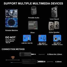 Portable Handheld Microphone, Wireless Microphone, Professional Handheld Unidirectional Moving Coil Noise Canceling Function, 6.35mm Plug, Blue, Suitable For Karaoke, Gaming, Live Streaming And Video Conferencing, Stylish Design | Sturdy Structure, Singing Microphone, 2 In 1 Wireless Microphone, Professional Handheld Microphone, Suitable For Karaoke, Parties, Churches, Performances, Recording - Black - View 9