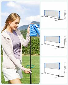 Filet de Badminton de 3 m, Filet de Volley-Ball, Hauteur réglable, Ensemble Portable pour Le Tennis - Bleu azur - Voir 2