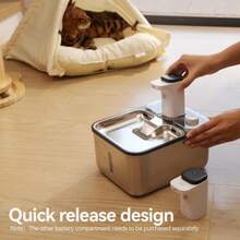 Stainless Steel Cat Water Fountain Wireless For Cats Indoor, 3.6L/123oz Automatic Metal Dog Water Dispenser,Cordless Battery Operated Pet Drinking Fountain,Rechargeable Waterer With Motion Sensor - Black - View 9