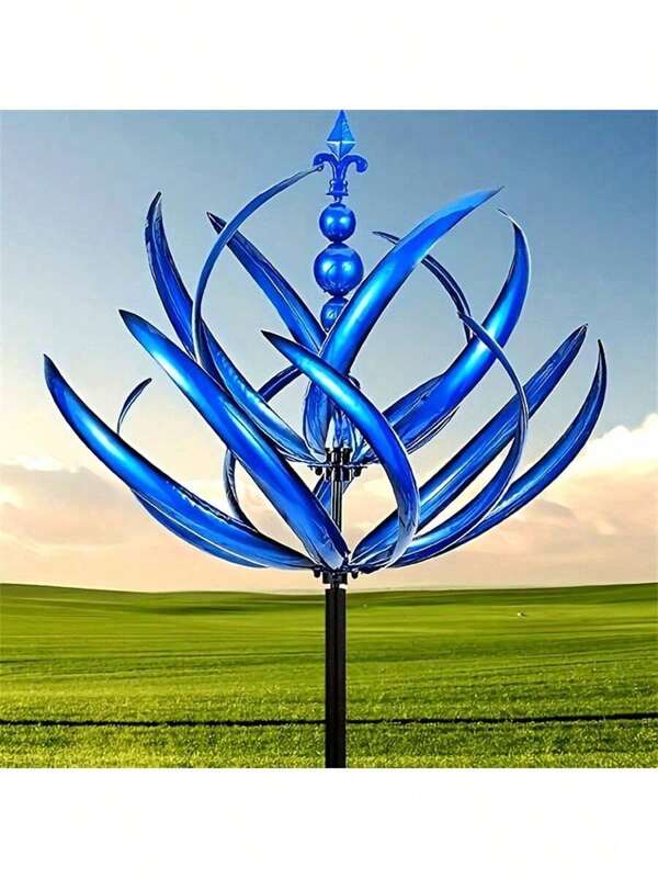 1pc Metal Rotating Wind Spinner - Spinning Garden & Yard Decoration, Battery-Free, Outdoor Decor, Large Wind Spinner, Floral, Garden Decor