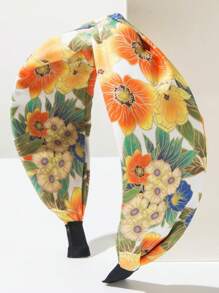 1 Stück Retro Mehrfarbig Blumenmuster Boho Stil breiter Haarreif, Damen Sommer Strand Haarschmuck, Sommer Urlaub, Strand Accessoires, Haraccessoires