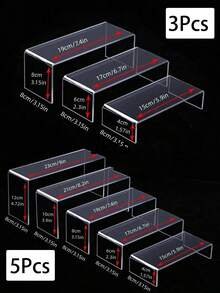 1Set 3/5 Pcs Acrylic Display Stands, Stackable Clear Acrylic Shelves- Display Shelf Riser For Collectibles, Figurine, Gemstone, Curio,Cupcake, Toys. Organize, Decor - Clear - View 8