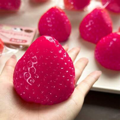 Klibbig Squeezy Solid Big Strawberry Soft Squishy Stressavlastande Squeeze Leksak, Lämplig Som Julklapp