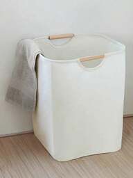 1pc Linen Dirty Clothes Basket, Foldable Hand-Held Fabric Laundry Basket, Home Use Dirty Clothes Hamper For Bedroom/Bathroom, Collapsible Doll/Storage Basket, Large Capacity