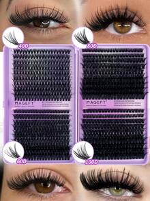 3100 Pcs Manga Lash Clusters Kit Gift Packs Fluffy False Eyelashes Extensions 0D+30D+40D+50D+60D+80D+100 D Curl Wispy Individual Fake Eyelashes, Volume Studio Effect, Value Pack 3100Pcs With Glue|Tweezers|Removers|Eyelash - 黑色 - 查看 8
