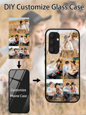 1pc Personalized High-Definition Glass Phone Case, Customizable With Family/Couple/Children/Pet Photos, Compatible With Samsung Phones Like S25/S25 Plus/S25 Ultra/S24 FE/S24 Ultra And Other Android Phone Models, Valentine's Day Gift