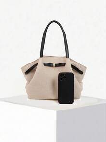 Dedoo 1个FEISTURE仿麂皮手提包，大容量纯色成熟优雅女士托特包，复古风格工作包，适合女孩、女士、大学生、上班族，最新时尚麂皮包，完美搭配秋季女装 - 彩色 - 查看 9