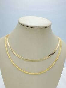 KIT2 Short Fashion Necklace With Layer Design 18k GOLD Plating In 925 Silver - Gold - View 2