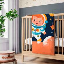Baby Comforter For Crib And Bed, Warm Padded, Sublimated Print - Astronaut - View 2