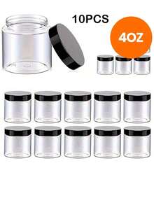 30 Pack 4 OZ Plastic Jars Round Clear Cosmetic Container With Black Lids, Slime Jars For Lotion, Cream, Ointments, Makeup, Eye Shadow, Rhinestone, Samples, Pot, Travel Storage - Multicolor - View 14