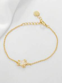 Charm-In 1 件海滩锆石海龟吊坠手链，精美小海龟手链，优雅珠宝，适合旅行和日常佩戴，节日礼物，情人节送给女朋友的礼物 - 金色款2 - 查看 2