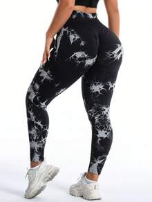 TNTOR Mallas deportivas de yoga con efecto teñido anudado para mujer de talla grande 751D, Mallas de fitness de cintura alta que levantan las caderas para mujer de talla grande, Mallas elásticas de secado rápido para mujer de cintura alta para deportes, Pantalones negros de yoga de cintura alta con efecto de control del abdomen, Pantalones cortos de ciclismo de cintura alta adecuados para ejercicio y deportes que levantan las caderas y mejoran el Body, Shorts cómodos adecuados para entusiastas del fitness