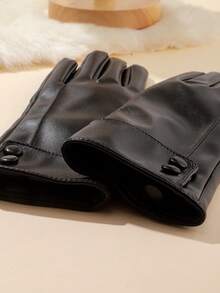 1 Pair Elegant Casual PU Leather Quilted Women's Warm Touchscreen Gloves, Windproof Waterproof Thermal Lined, Suitable For Daily Wear, Outdoor Sports, Driving All Season, Autumn/Winter - A - View 4