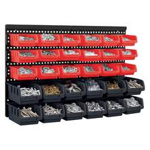 DIY Wall-Mounted Storage System With 30 Bins And 64x41cm Backboard For Tool Organization - 紅+黑 - 查看 3