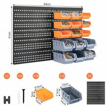 DIY Wall-Mounted Storage System With 30 Bins And 64x41cm Backboard For Tool Organization - Orange+Gray - View 2