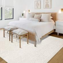 Alfombra de área para sala de estar de 9x12: Alfombra grande lavable de estilo marroquí bohemio con diseño geométrico neutro, alfombra moderna de granja plegable antideslizante para dormitorio, mesa de comedor, hogar (Beige moderno, 9"x12") - Beis - Ver 5