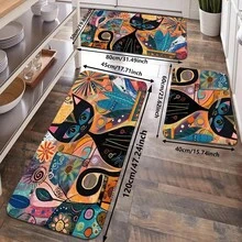 1pc Flannel Abstract Artistic Cat Pattern Floor Mat, Suitable For Garden, Patio, Bathroom, Kitchen, Entrance, Corridor, Machine Stitched Edge, Multiple Sizes Available, Bathroom/Rug/Bath Mat/Shower Mat/Bathroom Decor/Bathroom Accessories/Bathroom Carpet/Bathroom Accessory Set/Bathroom Decor Set/Carpet/Outdoor Rug/Doormat/Back To School Season - Multicolor - View 12