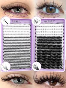 3100 Pcs Manga Lash Clusters Kit Gift Packs Fluffy False Eyelashes Extensions 0D+30D+40D+50D+60D+80D+100 D Curl Wispy Individual Fake Eyelashes, Volume Studio Effect, Value Pack 3100Pcs With Glue|Tweezers|Removers|Eyelash - 黑色 - 查看 6