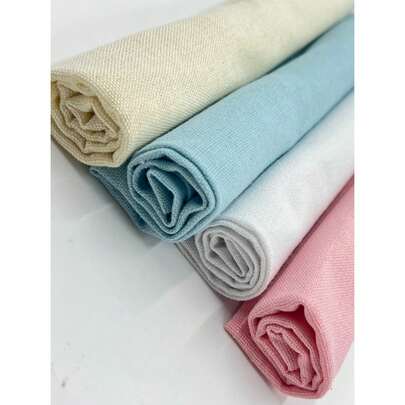 4pcs Cross Stitch Linen-Like Fabric - High Quality Plain Weave Embroidery Cloth For DIY Crafts, 50x50cm (White, Beige, Light Blue, Pink)