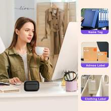 Label Makers - Barcode Label Printer Bluetooth Label Maker Portable Thermal Printer For Small Business, Address, Barcode, Logo, Clothing, Sticker Printers For Phones & PC, Black Pink White Yellow - màu đen - Xem 3