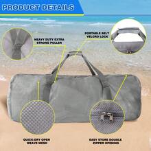 GSE Games & Sports Expert Large Mesh Duffel Bag With Zipper.Sport Equipment Scuba Bag For Sport Balls, Team Practice, Swimming Gear, Diving, Rafting, Water Sports - Blue - Grey - View 5