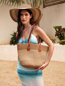 Tropiscape 草帽+草编包一套，度假休闲套装，适合海滩、秋季、圣诞节、冬季等各种场合，是圣诞礼物的理想之选。 - 米色 - 查看 3