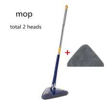 2024 Self-Wringing Triangle Extended Mop X Type Microfiber Floor Squeeze Free Hand Washing Lazy Tool Rotate Household Cleaning - cây lau nhà màu xanh dương 2 giẻ lau - Xem 1