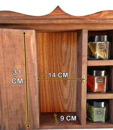 Wall-Mounted Condiment Holder Wooden Cabinet With Door Home Kitchen - 鏽棕色 - 查看 7